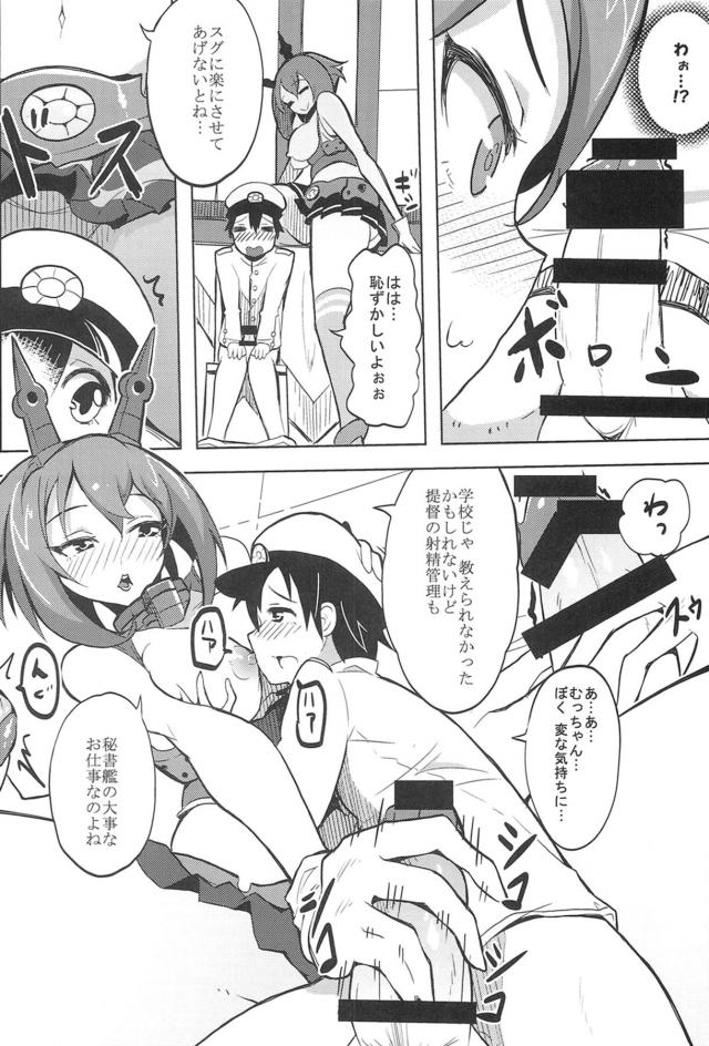 艦の状態チェックは提督の大事なお仕事の一つだと秘書艦の陸奥に言われたショタ提督が、そういうことをしたことがなくてわからないと言ったら、今日だけ特別に教えてあげると陸奥が服を脱ぎ始めて性教育をしながら筆おろししてあげた！